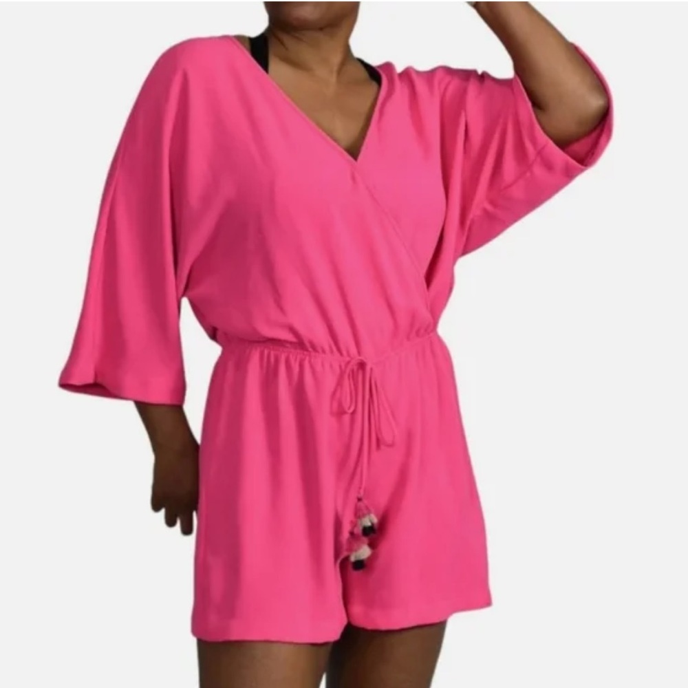 Trina Turk Tori short sleeve fuschia hot pink romper